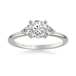 Artcarved Bridal Semi-Mounted with Side Stones Classic Engagement Ring 14K White Gold