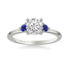 Artcarved Bridal Mounted with CZ Center Classic Engagement Ring 18K White Gold & Blue Sapphire