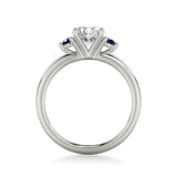 Artcarved Bridal Semi-Mounted with Side Stones Classic Engagement Ring 18K White Gold & Blue Sapphire