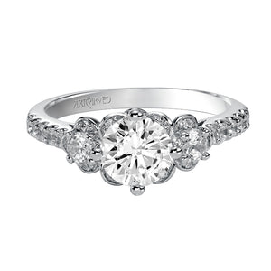Artcarved Bridal Mounted with CZ Center Contemporary 3-Stone Engagement Ring Cindy 14K White Gold