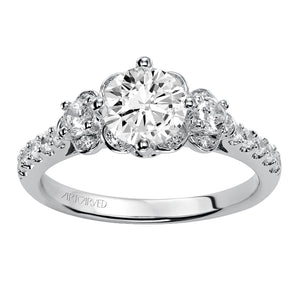 Artcarved Bridal Mounted with CZ Center Contemporary 3-Stone Engagement Ring Cindy 14K White Gold