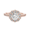 Artcarved Bridal Mounted with CZ Center Contemporary Floral Halo Engagement Ring Priscilla 14K Rose Gold