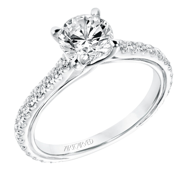 Artcarved Bridal Mounted with CZ Center Contemporary Twist Engagement Ring Carmen 14K White Gold