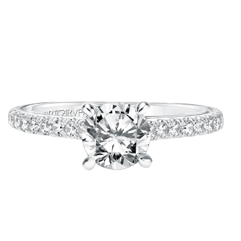 Artcarved Bridal Mounted with CZ Center Contemporary Twist Engagement Ring Carmen 14K White Gold