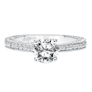 Artcarved Bridal Semi-Mounted with Side Stones Contemporary Twist Diamond Engagement Ring Juno 14K White Gold