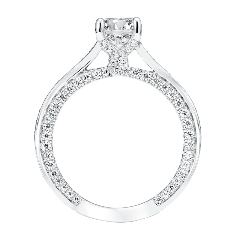 Artcarved Bridal Semi-Mounted with Side Stones Contemporary Twist Diamond Engagement Ring Juno 14K White Gold