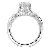 Artcarved Bridal Mounted with CZ Center Vintage Filigree Diamond Engagement Ring Faith 18K White Gold