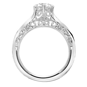 Artcarved Bridal Mounted with CZ Center Vintage Filigree Diamond Engagement Ring Faith 18K White Gold