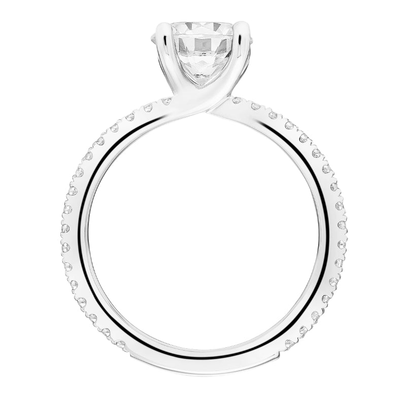 Artcarved Bridal Semi-Mounted with Side Stones Classic Engagement Ring Aubrey 14K White Gold