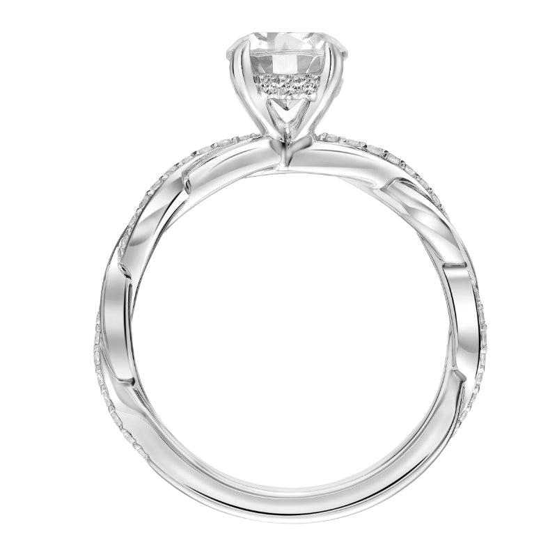 Artcarved Bridal Mounted with CZ Center Contemporary Twist Engagement Ring Cassidy 18K White Gold