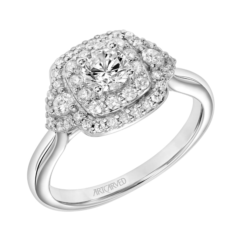 Artcarved Bridal Mounted Mined Live Center One Love Engagement Ring Wendy 14K White Gold