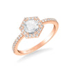 Artcarved Bridal Mounted Mined Live Center Contemporary Rose Goldcut Halo Engagement Ring Angelyn 18K Rose Gold