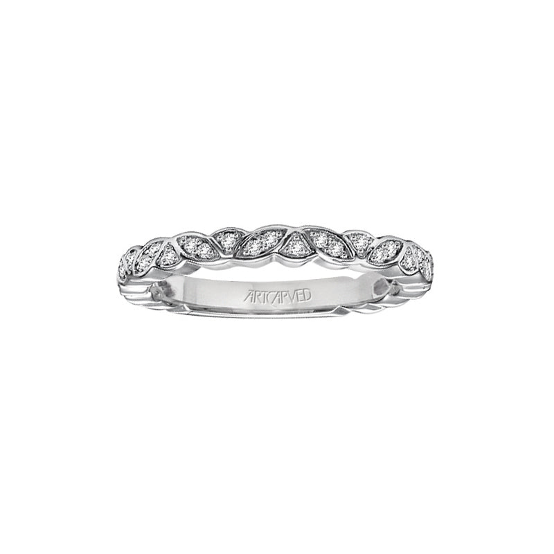 Artcarved Bridal Mounted with Side Stones Contemporary Fashion Diamond Anniversary Band Rosanne 14K White Gold