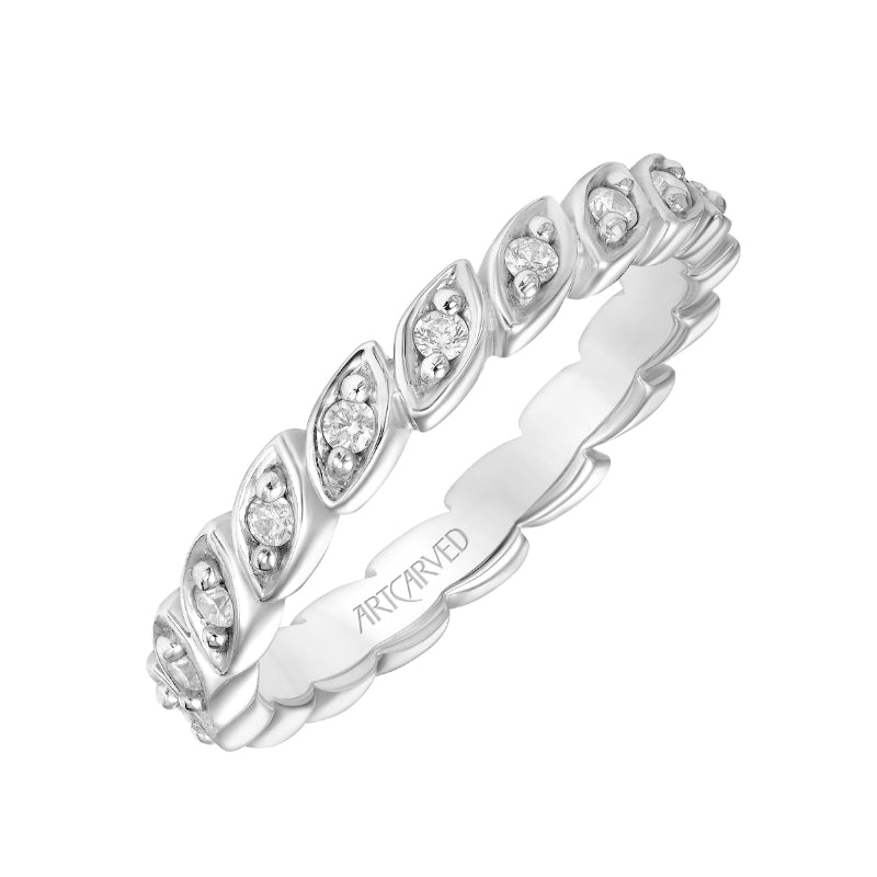 Artcarved Bridal Mounted with Side Stones Diamond Anniversary Band 14K White Gold