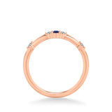Artcarved Bridal Mounted with Side Stones Classic Anniversary Band 18K Rose Gold & Blue Sapphire
