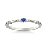Artcarved Bridal Mounted with Side Stones Classic Anniversary Band 18K White Gold & Blue Sapphire