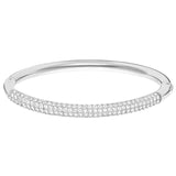 Swarovski Stone Bangle, White, Stainless steel