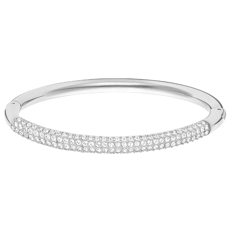 Swarovski Stone Bangle, White, Stainless steel