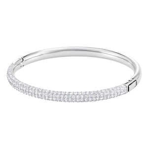 Swarovski Stone Bangle, White, Stainless steel