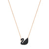 Swarovski Swarovski Iconic Swan Pendant, Swan, Medium, Black, Rose Gold-Tone Plated