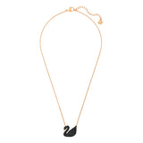 Swarovski Swarovski Iconic Swan Pendant, Swan, Medium, Black, Rose Gold-Tone Plated