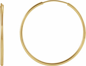 14K Yellow 25 mm Flexible Endless Hoop Earrings