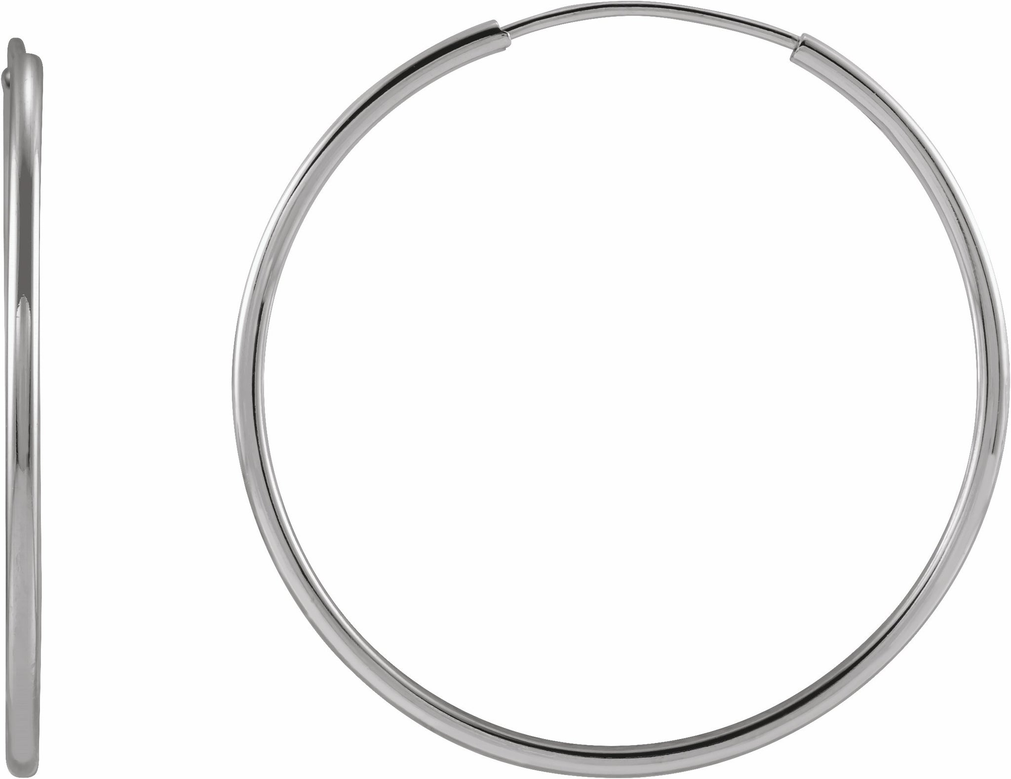 14K White 25 mm Flexible Endless Hoop Earrings