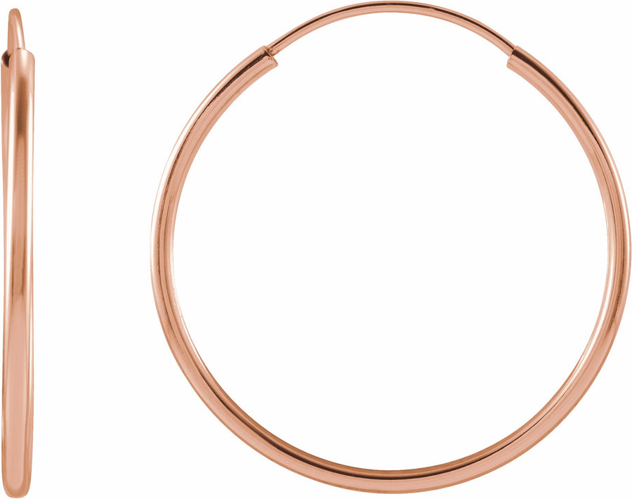 14K Rose 20 mm Flexible Endless Hoop Earrings