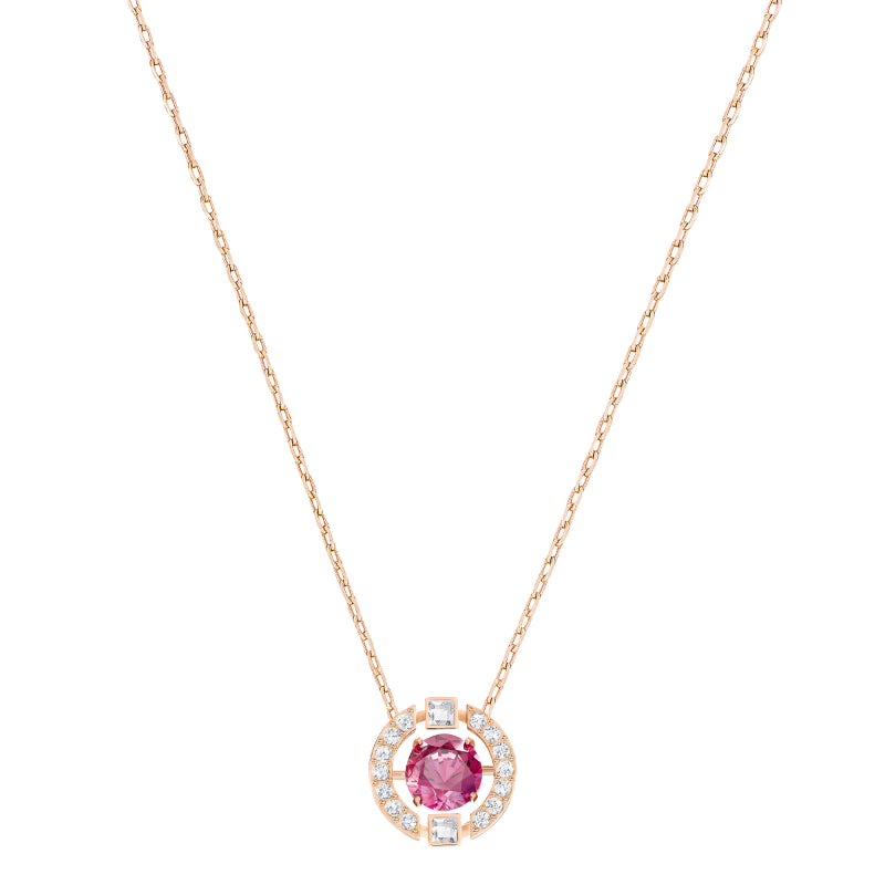 Swarovski Swarovski Sparkling Dance Round Necklace, Red, Rose-gold tone plated