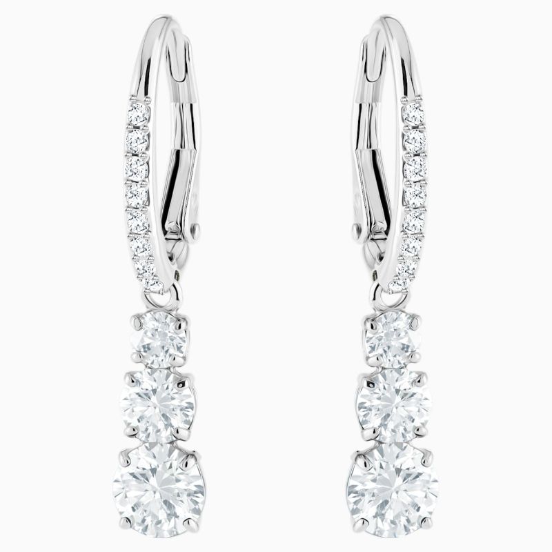 Swarovski Silver Tone Crystal Drop Earrings