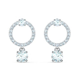 Swarovski Attract Circle Pierced Earrings, White, Rhodium plated