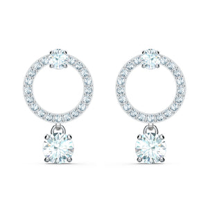 Swarovski Attract Circle Pierced Earrings, White, Rhodium plated