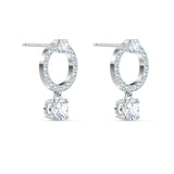 Swarovski Attract Circle Pierced Earrings, White, Rhodium plated