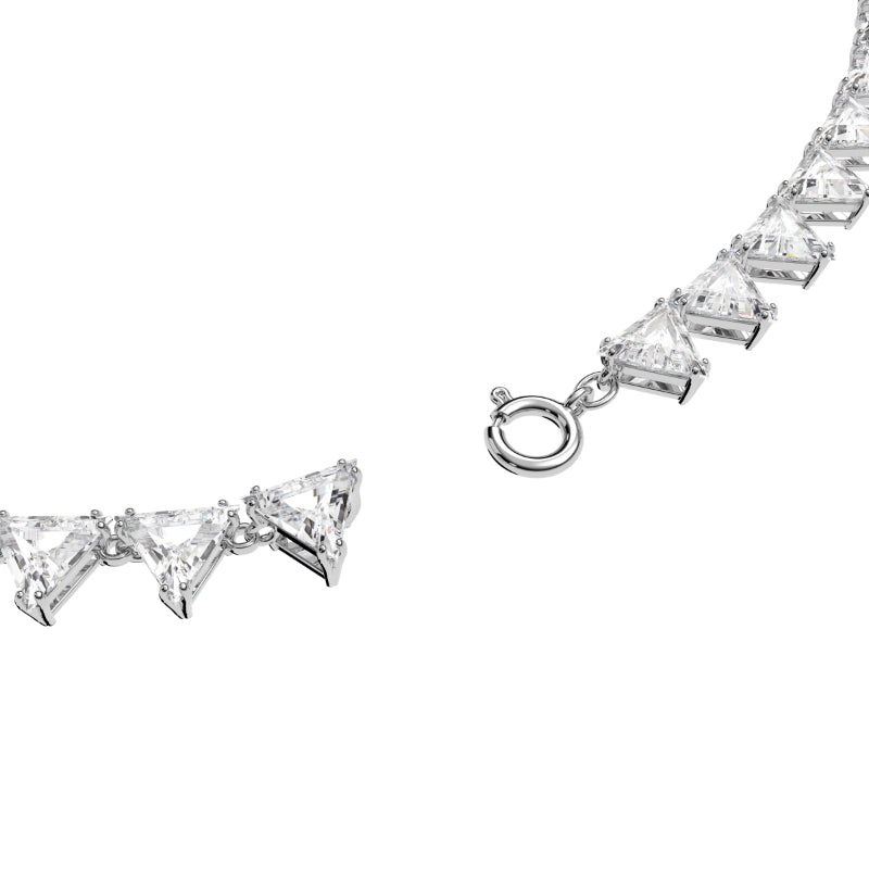 Swarovski Ortyx Necklace, Triangle Cut, White, Rhodium Plated