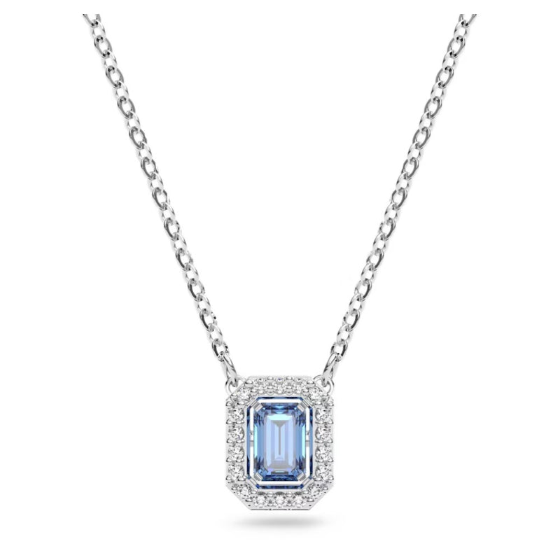 Swarovski Millenia Necklace, Octagon Cut Swarovski Zirconia, Blue, Rhodium Plated