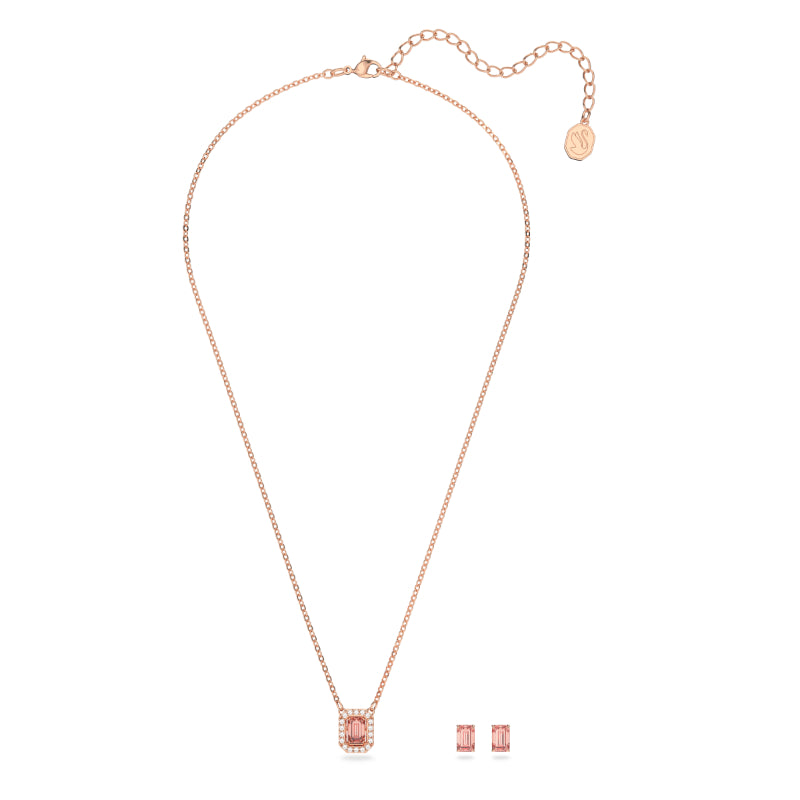 Swarovski Millenia Set, Octagon Cut, Pink, Rose Gold-Tone Plated