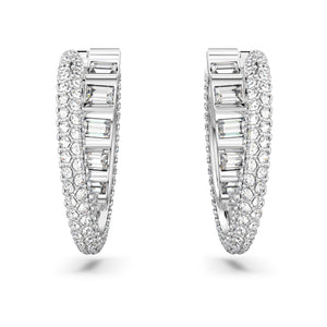 Swarovski Rota Hoop Earrings, Mixed Cuts, White, Rhodium Plated