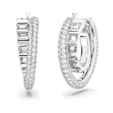 Swarovski Rota Hoop Earrings, Mixed Cuts, White, Rhodium Plated