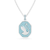 Swarovski Signum Pendant, Swan, Long, Blue, Rhodium Plated