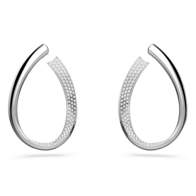 Swarovski Exist Hoop Earrings, Medium, White, Rhodium Plated