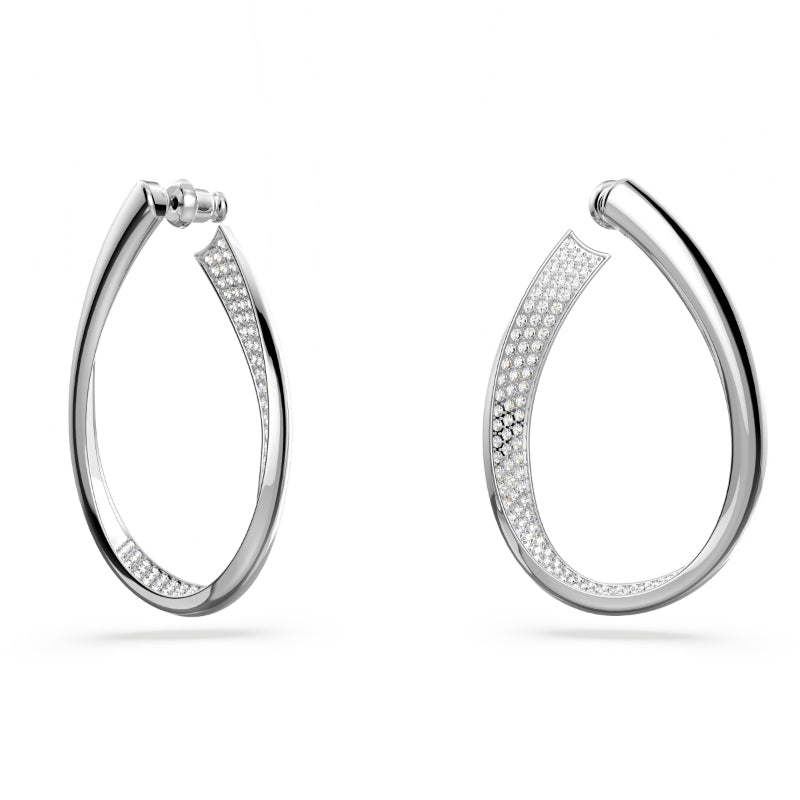 Swarovski Exist Hoop Earrings, Medium, White, Rhodium Plated