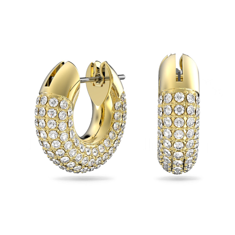 Swarovski Dextera Hoop Earrings, Small, White, Gold-Tone Plated