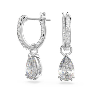 Swarovski Millenia Hoop Earrings, Pear Cut, White, Rhodium Plated