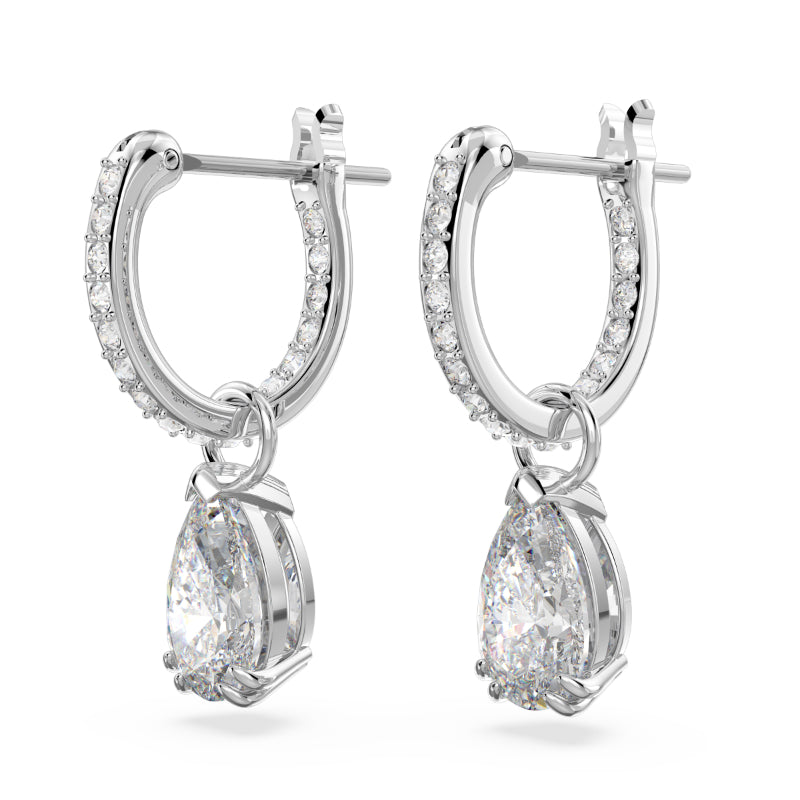 Swarovski Millenia Hoop Earrings, Pear Cut, White, Rhodium Plated