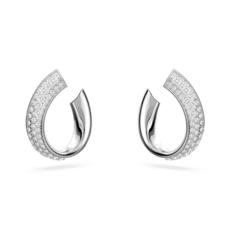 Swarovski Exist Hoop Earrings, Small, White, Rhodium Plated