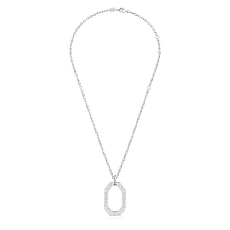 Swarovski Dextera Pendant, Octagon Shape, White, Rhodium Plated