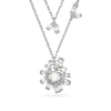 Swarovski Gema Layered Necklace, Mixed Cuts, Flower, White, Rhodium Plated