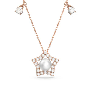 Swarovski Stella Necklace, Mixed Cuts, Star, White, Rose Gold-Tone Plated