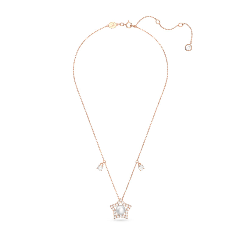 Swarovski Stella Necklace, Mixed Cuts, Star, White, Rose Gold-Tone Plated