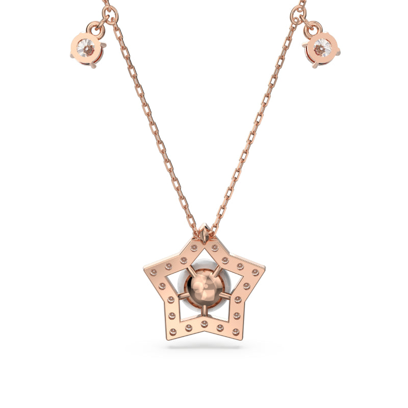 Swarovski Stella Necklace, Mixed Cuts, Star, White, Rose Gold-Tone Plated